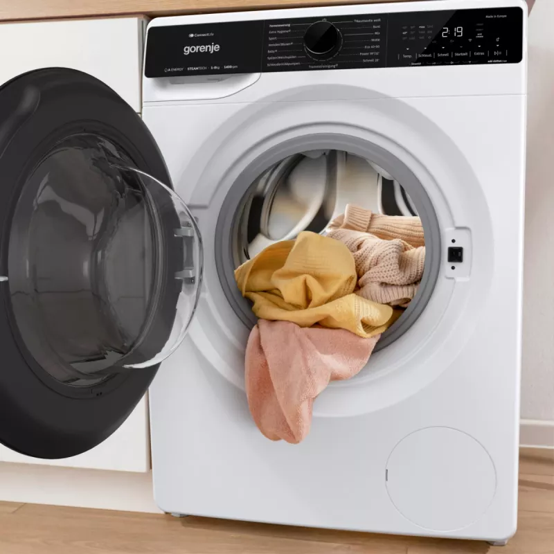 Gorenje WPNA84A2TS veļas mazgājamā mašīna, priekšējā ielāde, 8 kg, 1400 apgr./min, melna, balta