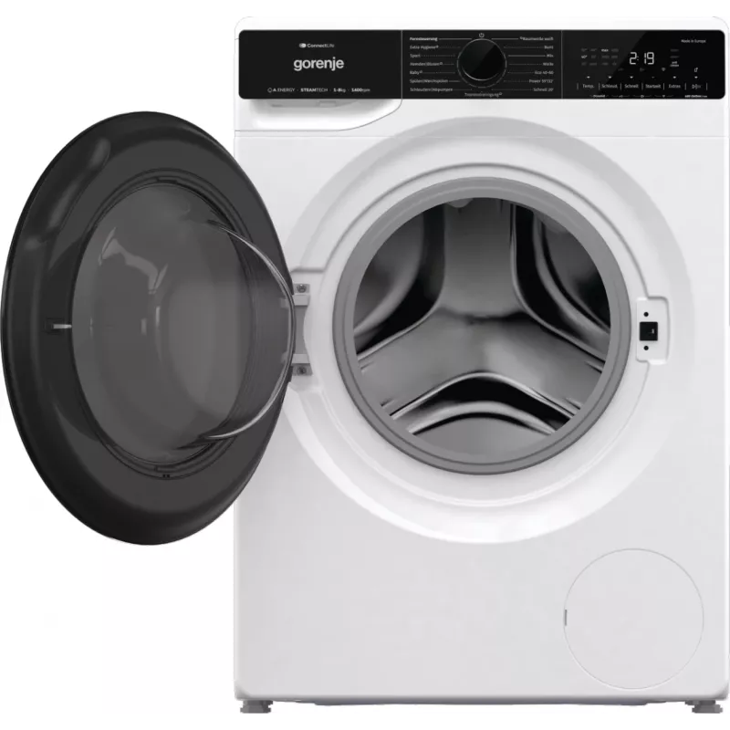 Gorenje WPNA84A2TS veļas mazgājamā mašīna, priekšējā ielāde, 8 kg, 1400 apgr./min, melna, balta