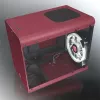 RAIJINTEK METIS PLUS Mini Tornis PC korpuss Sarkans — Mini-ITX, 1x 3.5 collu slots, 4x 2.5 collu sloti, 120 mm ventilatori