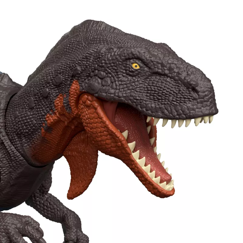 Jurassic World Rebirth Wild Roar Abelisaurus dinozauru rotaļlieta, astes kontrolēts uzbrukums un skaņa