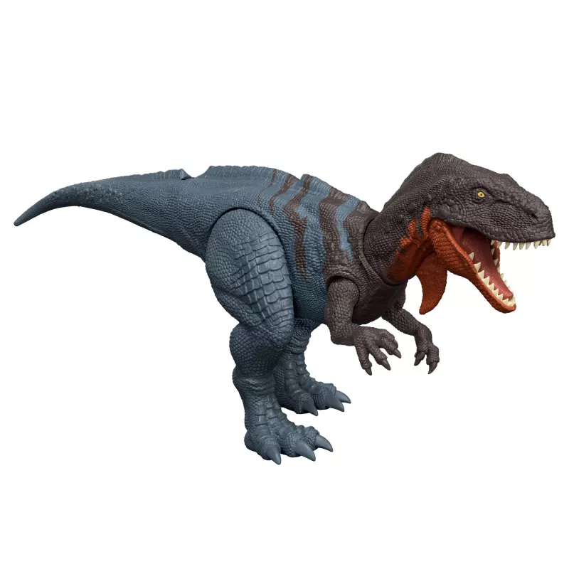 Jurassic World Rebirth Wild Roar Abelisaurus dinozauru rotaļlieta, astes kontrolēts uzbrukums un skaņa
