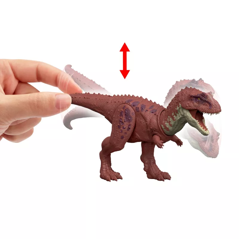 Jurassic World Rebirth Wild Roar Aucasaurus dinozauru rotaļlieta, astes vadīts uzbrukums, košana un skaņa
