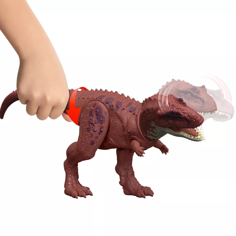Jurassic World Rebirth Wild Roar Aucasaurus dinozauru rotaļlieta, astes vadīts uzbrukums, košana un skaņa