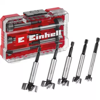 Forstner urbju komplekts Einhell-KWB 5 gab., sarkans/caurspīdīgs, 1/4 collu kāts, M-CASE (MPN 706003)