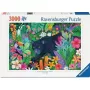Puzle Ravensburger Panthers in the Blooming Jungle — 3000 gabalu, lielformāta atpūtas puzle