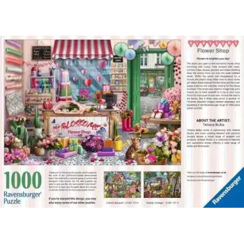 Puzle Ravensburger Blossoms Flower Shop 1000 gabali, 700 mm platums