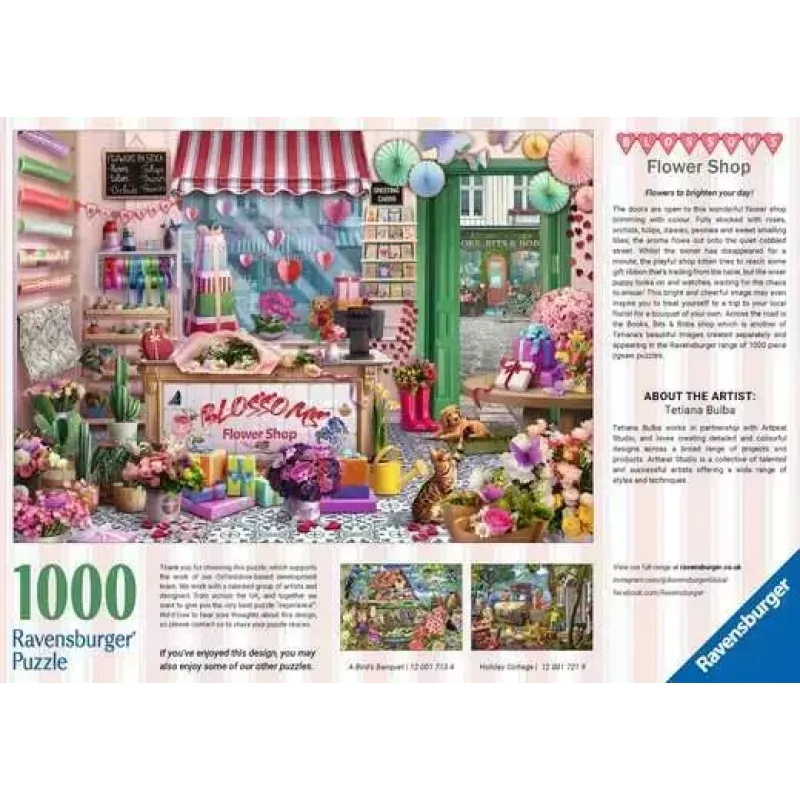 Puzle Ravensburger Blossoms Flower Shop 1000 gabali, 700 mm platums