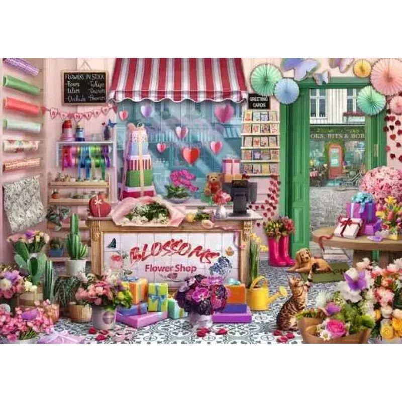 Puzle Ravensburger Blossoms Flower Shop 1000 gabali, 700 mm platums