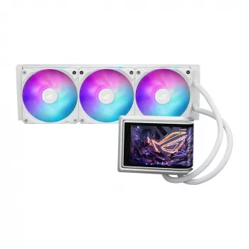 All-in-one šķidruma dzesētājs ASUS ROG RYUO IV 360 ARGB WHT — 360 mm radiators, 120 mm ventilatori, Balts