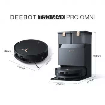 Robotputekļsūcējs Ecovacs Deebot T50 MAX PRO OMNI Gen2 — 3000Pa sūkšanas jauda, 180 min darbības laiks, melns