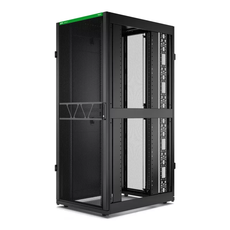 APC NetShelter SX Server Rack Gen 2, 42U, 1991H x 800W x 1070D mm, ar sānu paneļiem, melns