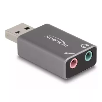 DeLOCK ārējā USB skaņas karte, USB-A vīriešu savienotājs uz 2 x 3,5 mm stereo