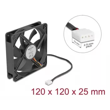 DELOCK 67303 Datora korpusa ventilators 120 mm, 24 V, lodīšu gultnis, melns