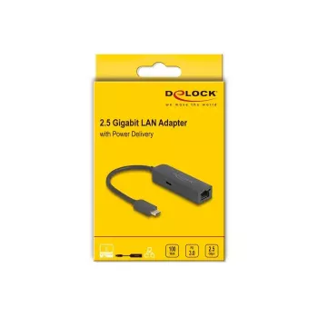 DeLOCK USB Type-C adapter 2.5 Gigabit LAN ar Power Delivery 100W