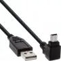 USB 2.0 kabelis InLine 0.3m — USB A vīriešu uz Mini-USB B vīriešu, 90° uz augšu leņķis, melns