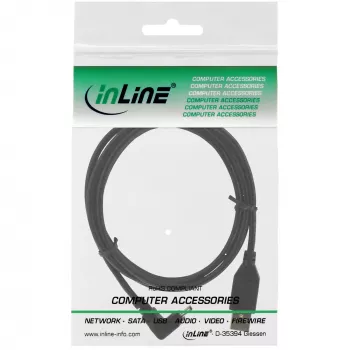 USB 2.0 kabelis InLine 0.3m — USB A vīriešu uz Mini-USB B vīriešu, 90° uz augšu leņķis, melns