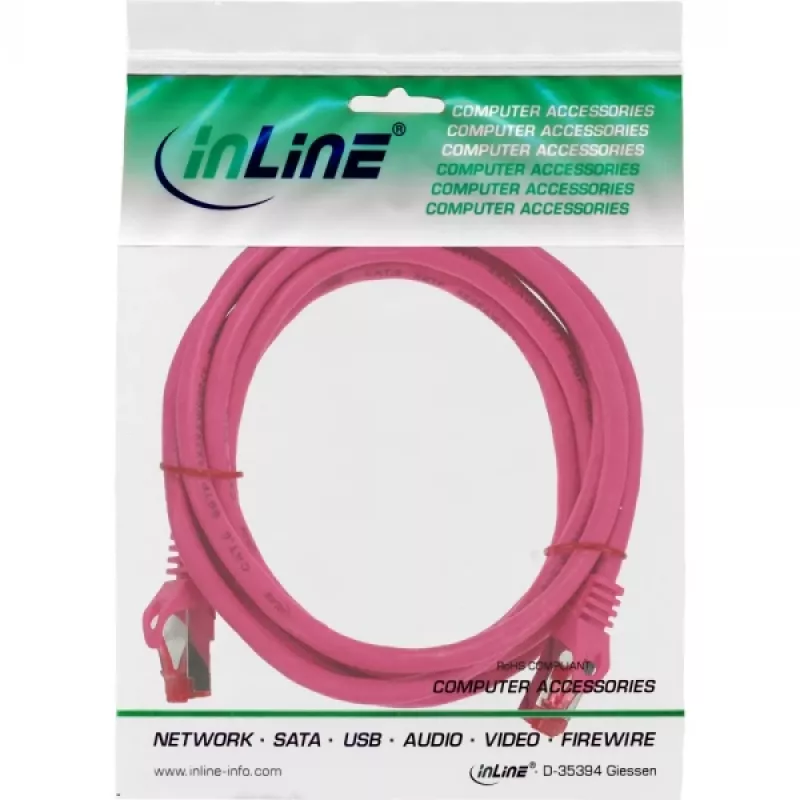 InLine Patch Kabelis S/FTP PiMF Cat.6 250MHz PVC varš rozā 1m