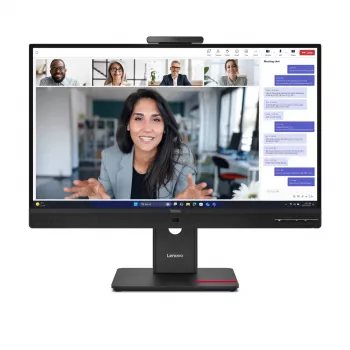 24 collu Lenovo ThinkVision T24-4v IPS LCD monitors, 1920×1080 Full HD, 6 ms, 250 cd/m², iebūvēti skaļruņi, USB centrmezgls, VESA, augstumā regulējams, melns
