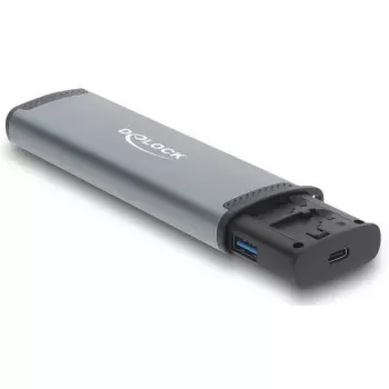 Karšu lasītājs DELOCK USB 5 Gbps ar SD un MicroSD slotiem, USB 3.2 Gen 1 Type-A/Type-C, kabeļi un adapteri, melns/pelēks