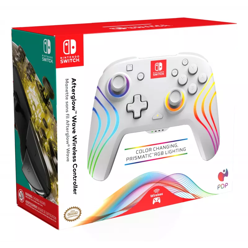 PDP Afterglow Wave White Gamepad Analogs/Ciparu Nintendo Switch, Nintendo Switch OLED