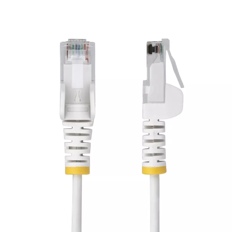 StarTech.com 1,5m baltais plānais CAT6 Ethernet kabelis, bez aizķeršanās, 100W PoE, UTP, LSZH, 28AWG tīrs varš, plānais RJ45 tīkla vads ar sprieguma mazinātājiem, individuāli testēts