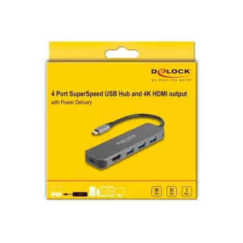 DeLOCK 64171 klēpjdatora dokstacija USB 3.2 Gen 1 Type-C 85W pelēka