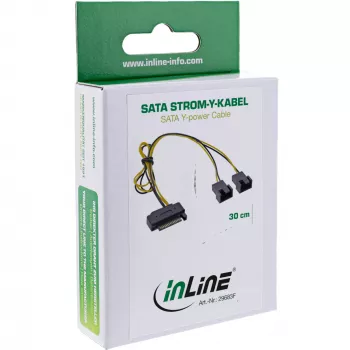 InLine SATA Y-barojuma kabelis SATA sievišķais / 2x FAN 2 kontaktu vīrišķais 0.30m