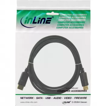 DisplayPort kabelis InLine 15355, 0,5 m, DisplayPort–DisplayPort, melns, 6 mm