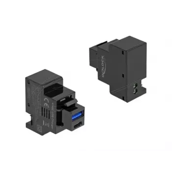 DELOCK Keystone modulis 41482 ar USB-C un USB-A savienotājiem, plakans, melns