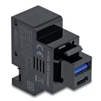 DELOCK Keystone modulis 41482 ar USB-C un USB-A savienotājiem, plakans, melns