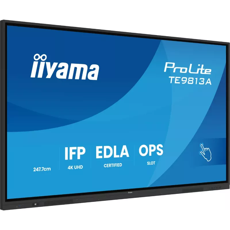 Interaktīvais plakanais panelis IIYAMA TE9813A-B2AG 97.5 collu (2.48 m) 4K Ultra HD 500 cd/m² Wi-Fi Android 24/7 Melns