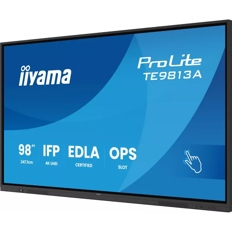Interaktīvais plakanais panelis IIYAMA TE9813A-B2AG 97.5 collu (2.48 m) 4K Ultra HD 500 cd/m² Wi-Fi Android 24/7 Melns