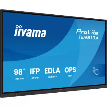 Interaktīvais plakanais panelis IIYAMA TE9813A-B2AG 97.5 collu (2.48 m) 4K Ultra HD 500 cd/m² Wi-Fi Android 24/7 Melns