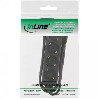InLine kontaktligzdu bloks, 4 ligzdas ar zemējumu CEE 7/3, melns, 1.5 m