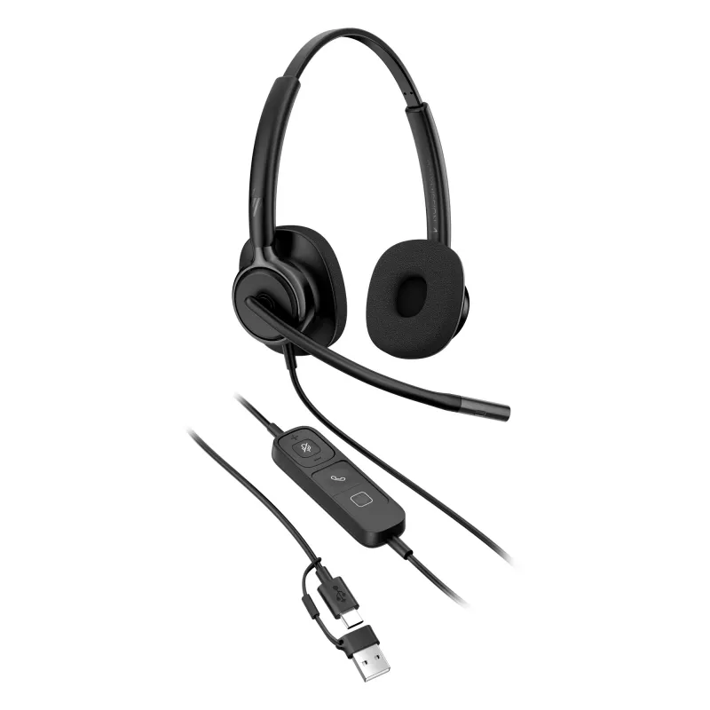 Vadu stereo austiņas HP Poly Mission 425 Classic USB, pāri ausīm, 126 g