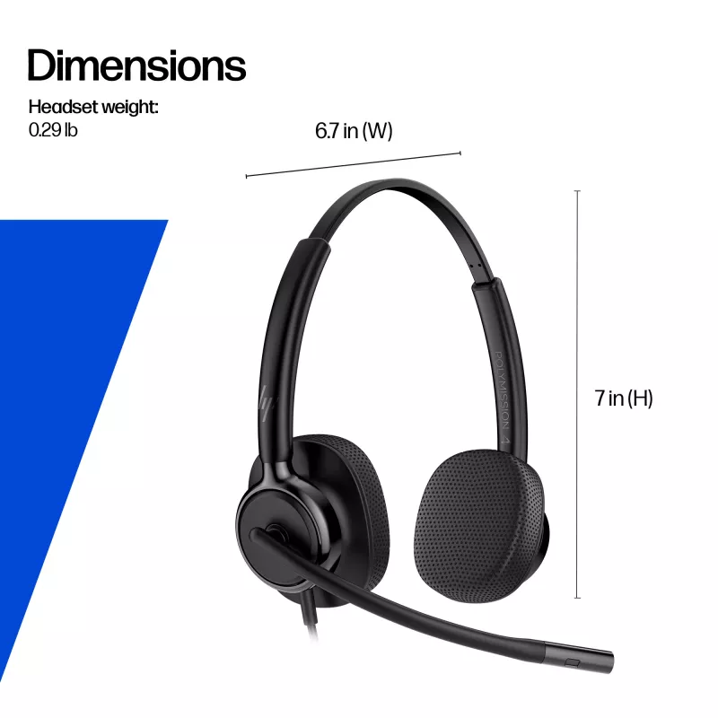 Vadu stereo austiņas HP Poly Mission 425 Classic USB, pāri ausīm, 126 g