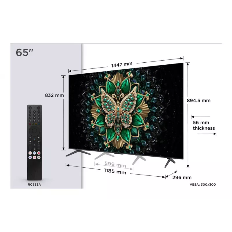 TCL C6K 65C6K televizors 165,1 cm (65 colli) 4K Ultra HD Smart TV Wi-Fi Metālisks