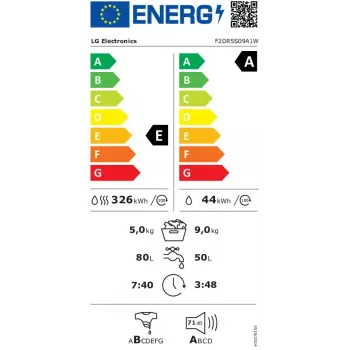 Veļas mazgājamā mašīna ar žāvētāju LG F2DR5S09A1W 5 kg