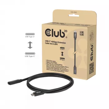 Pagarinātājs USB-C 40Gbps 1 m — Club 3D, USB-C uz USB-C, Melns