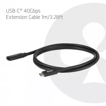 Pagarinātājs USB-C 40Gbps 1 m — Club 3D, USB-C uz USB-C, Melns