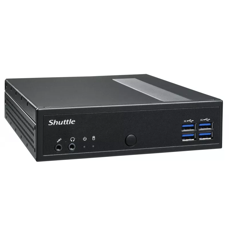 Shuttle XPC slim Barebone DL40N, Intel N150, 1x DDR5, 2x LAN (2x 2.5Gbit), 2x COM, 1x HDMI, 1x DP, 1x VGA, bez ventilatora, 24/7 darbībai