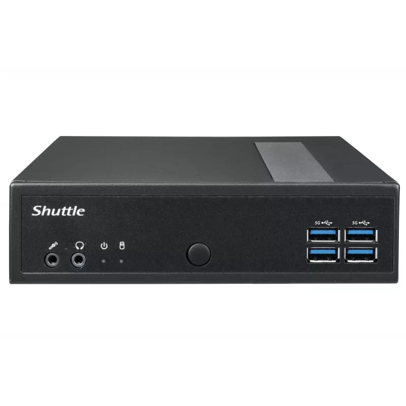 Shuttle XPC slim Barebone DL40N, Intel N150, 1x DDR5, 2x LAN (2x 2.5Gbit), 2x COM, 1x HDMI, 1x DP, 1x VGA, bez ventilatora, 24/7 darbībai