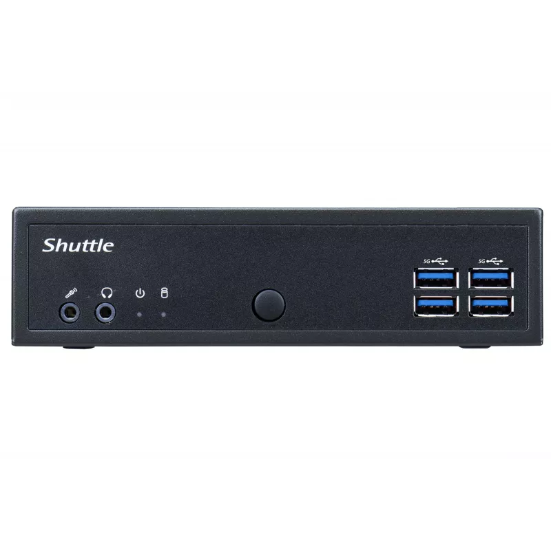 Shuttle XPC slim Barebone DL40N, Intel N150, 1x DDR5, 2x LAN (2x 2.5Gbit), 2x COM, 1x HDMI, 1x DP, 1x VGA, bez ventilatora, 24/7 darbībai