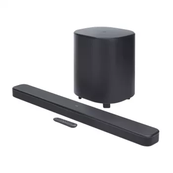 Skaņas josla JBL Bar 500MK2 Melna — 5.1 kanāli, 750 W, Dolby Atmos, bezvadu & vadu, zemfrekvenču skaļrunis iekļauts