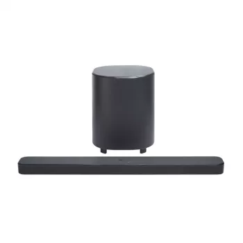 Skaņas josla JBL Bar 500MK2 Melna — 5.1 kanāli, 750 W, Dolby Atmos, bezvadu & vadu, zemfrekvenču skaļrunis iekļauts