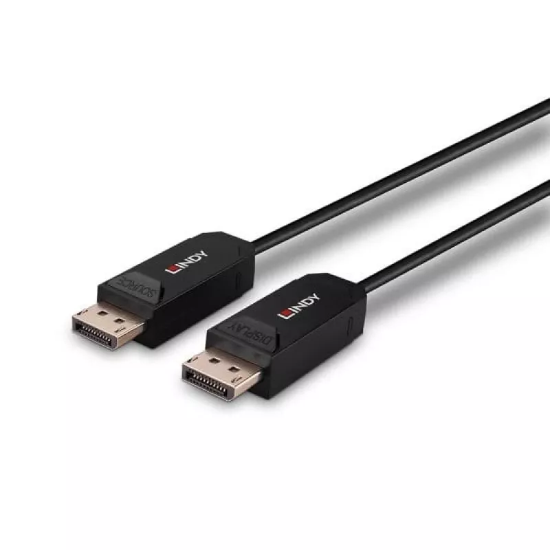 Lindy 38522 DisplayPort optiskās šķiedras hibrīda kabelis 20 m Melns