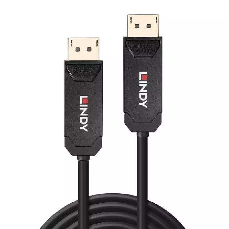 Lindy 30m Fibre Optic Hybrid DP 2.0 UHBR10 Kabelis, 30 m, DisplayPort, DisplayPort, Tēviņš, Tēviņš, 7680 x 4320 pikseļi
