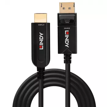 Lindy 40m šķiedru optikas hibrīda DisplayPort 1.2 uz HDMI 18G kabelis