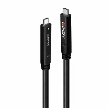 Lindy 15m USB 3.2 Gen 2 & DP 1.4 Type C Hybrid kabelis, 15 m, USB C, USB C, USB 3.2 Gen 1 (3.1 Gen 1), 5 Gbit/s, Melns