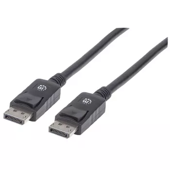 Manhattan DisplayPort 1.2 kabelis, 4K@60Hz, 1m, Vīrietis-Vīrietis, ar fiksatoriem, pilnībā ekranēts, melns, mūža garantija, ekvivalents DISPL1M
